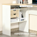 HOMCOM L-Shaped Corner Computer Desk Study Table w/ Storage Shelf - Light Brown