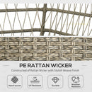 Outsunny Rattan Corner Sofa, Rattan Garden Furniture w/Glass Top Two-tier Table