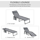Outsunny Lounger Folding Reclining Camping Bed 5-position Adjustable Grey