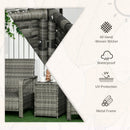 Outsunny 3 PCs PE Rattan Garden Sofa Set w/ 2 Chairs & Storage Table Orange