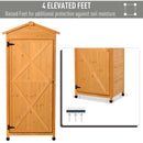 Outsunny 74x55x155cm Garden Storage Shed Cabinet 2 Shelves Hooks Lock Yellow