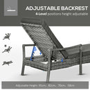 Outsunny Patio Dual Rattan Wicker Sun Lounger w/ 4-Level Adjustable Headrest
