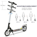 HOMCOM Folding Kick Scooter Hight-Adjustable w/ Rear Brake & Double Shock White