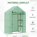 Outsunny Walk-in Greenhouse with Shelves, Outdoor Green House, 143x73x195cm