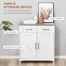 kleankin Freestanding Bathroom Cabinet with 2 Drawers 2 Doors Adjustable Shelf