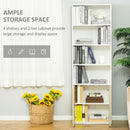 HOMCOM 2 Door 4 Shelves Bookcase Wooden Storage Cabinet Display Unit White Oak