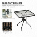 Outsunny Square Patio Table, Tempered Glass Top Garden Dining Table 76 x 76cm