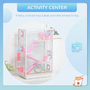 PawHut Hamster Cage with Tubes, Gerbil Cage w/ Detachable Bottom, Ramps