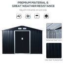 Outsunny 9 X 6FT Outdoor Storage Garden Shed Sliding Door Galvanised Dark Grey