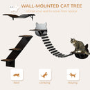 PawHut 3 PCs Wall Mounted Cat Tree Cat Shelves Climbing Shelf Set - Brown