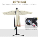 Outsunny 3(m) Cantilever Parasol Banana Umbrella w/ Crank & Tilt, Beige