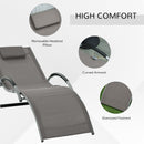 Outsunny Sun Lounge Recliner Lounge Chair Design Ergonomic w/ Pillow Khaki
