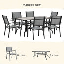 Outsunny 7 Piece Garden Furniture Set w/ Dining Table Chairs 6 Seater Grey