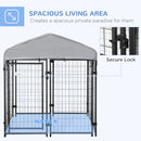 PawHut Outdoor Dog Kennel, Metal Dog Run with Canopy, 120 x 120 x 138cm