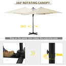 Outsunny Square Cantilever Roma Parasol 360° Rotation w/ Hand Crank, Cream White