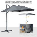 Outsunny 4.5 m Double Garden Parasol Garden Umbrella w/ Crank Handle Grey