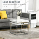 HOMCOM Coffee Table Set of 2 High Gloss Nest of Tables with Steel Frame, White