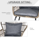 Outsunny 3 PCS Webbed PE Rattan Outdoor Patio Set w/ Cushions Steel Frame Grey