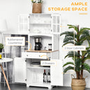 HOMCOM Coastal Kitchen Cupboard Storage Cabinet Unit for Dining Room, White