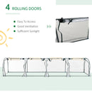 Outsunny Tunnel Greenhouse Steel Frame with Zipper Doors, Clear
