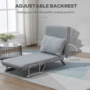 HOMCOM Sofa Bed Foldable Portable Armchair Sleeper Lounge with Pillow Light Grey