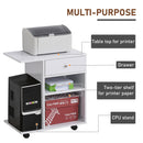 Vinsetto Desk Side Printer Stand - Table with Wheels, Rolling Printer Cart, White
