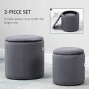 HOMCOM Modern Fabric Storage Ottoman with Removable Lid, Set of 2, Grey
