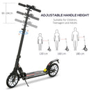 HOMCOM Folding Kick Scooter Hight-Adjustable w/ Rear Brake & Double Shock Black