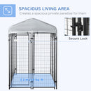 PawHut Outdoor Dog Kennel, Metal Dog Run with Canopy, 120 x 120 x 138cm