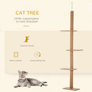 PawHut 260cm Floor To Ceiling Cat Tree Kitten Tower w/ Adjustable Height - Brown