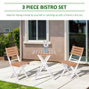 Outsunny 3Pcs Garden Bistro Set, Folding Outdoor Chairs and Table Set, Natural