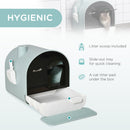 PawHut Cat Litter Box Kitten Litter Tray w/ Lid, Scoop, Filter, Flap Door