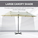 Outsunny Double Canopy Offset Parasol Umbrella Garden Shade Steel Canopy Beige
