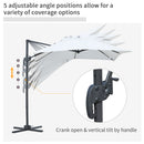 Outsunny Square Cantilever Roma Parasol 360° Rotation w/ Hand Crank, White