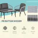 Outsunny 4 Piece Rattan Patio Sofa Set w/ 2 Sofa 1 Loveseat & Coffee Table
