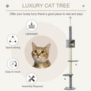 PawHut Cat Tree, Kitten Play Tower w/ Solid Scratching Post, Light Grey