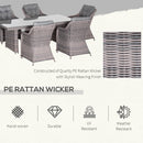 Outsunny 7 PCS Patio Rattan Dining Set with Tempered Glass Table and Cushions
