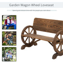 Outsunny Rustic Wood Design Home Garden Wagon Wheel Bench Décor Outdoor Loveseat