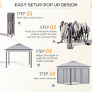 Outsunny Pop Up Gazebo Height Adjustable Canopy Tent w/ Carrying Bag, Grey