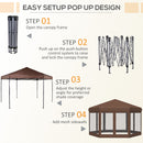 Outsunny 4x4m Garden Gazebo Tent Outdoor Metal Adjustable Sunshade w/ Net