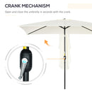 Outsunny 3x2m Patio Parasol Canopy Tilt Crank 6 Ribs Sun Shade Garden White