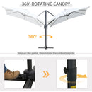 Outsunny Square Cantilever Roma Parasol 360° Rotation w/ Hand Crank, White