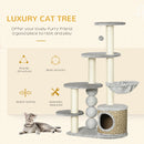 PawHut Multi Level Cat Tree w/ Scratching Post, Cat House and Bed - Light Grey