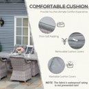 Outsunny 7 PCS Patio Rattan Dining Set with Tempered Glass Table and Cushions
