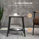 HOMCOM Sofa Side Table, End Table with 2-Tier Storage Shelf and Metal Frame