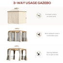 Outsunny 3 x 3(m) Gazebo Canopy 2 Tier Patio Shelter Steel for Garden Beige