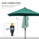 Outsunny 2m Half Garden Parasol Market Umbrella w/ Crank Handle, Base Dark Green