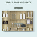 kleankin LED Bathroom Mirror Cabinet Wall-Mounted W/ Adjustable Shelves Natural