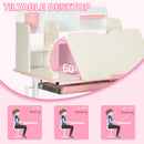 HOMCOM Kids Desk and Chair Set with Storage Shelves, Washable Cover - Pink