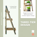 Outsunny 3-Tier Folding Wooden Flower Stand Plant Display for Garden Patio